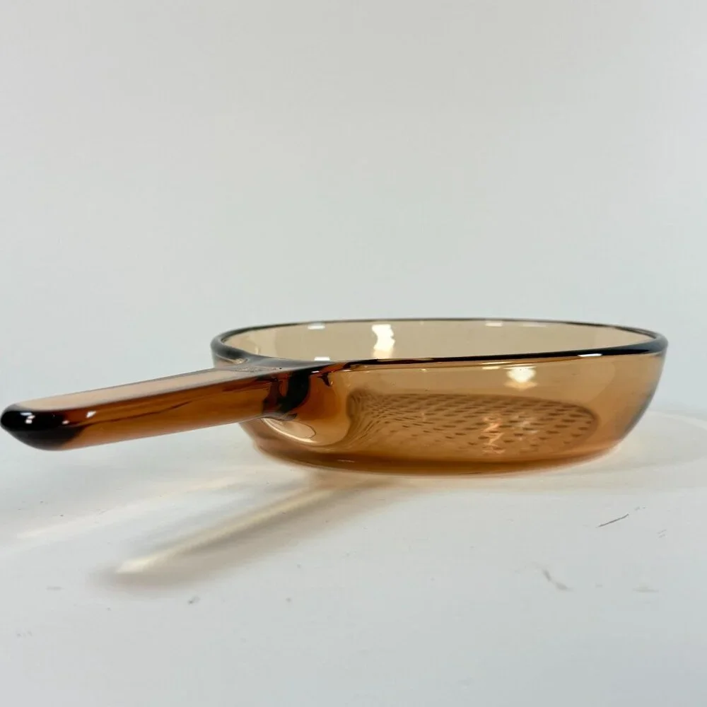 Vintage Vision Corning Ware 7” Skillet Frying Pan Amber Waffle Bottom NO Lid